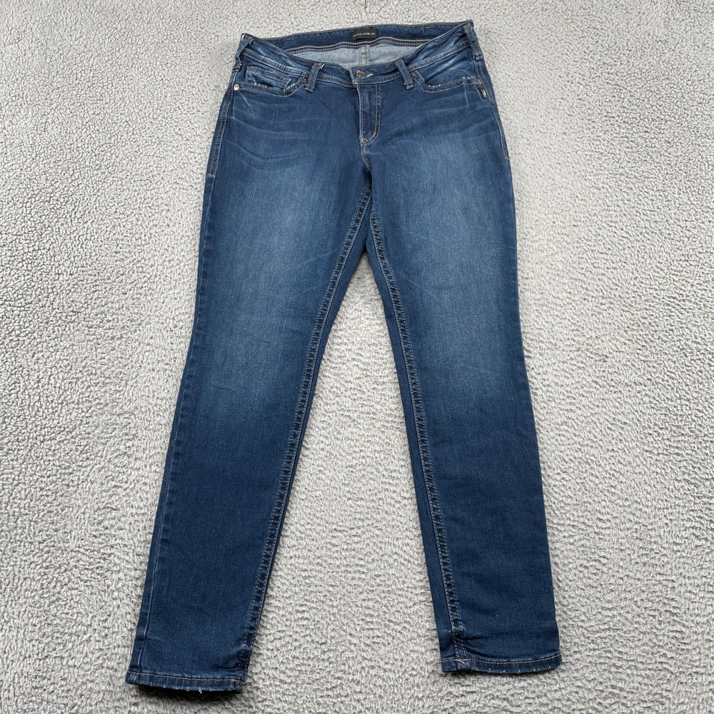 Silver Jeans‎ Skinny Women 16 Blue Suki Skinny W93023SSX492 Mid Rise Dark Wash